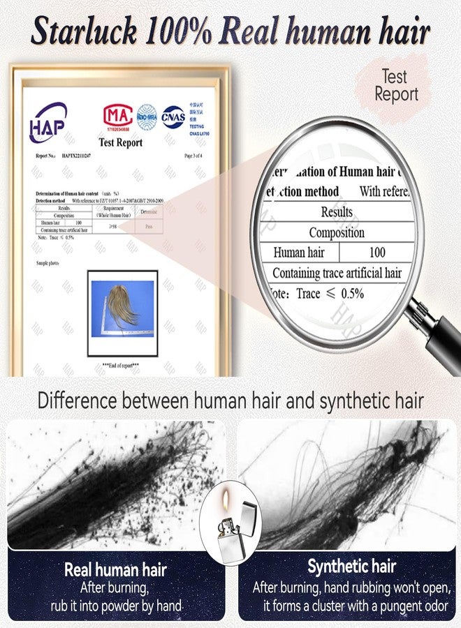 starluck Hair Topper for Women Real Human Hair 6.5"x6.5" Base ombre Blonde with Brown Highlight(T4/613/6#) Short Bob with Bangs Side Part SilkHug HairTopper for Women with ThinngHair Cover Gray Roots - Image 4